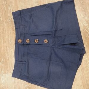 High Waist Blue Structured Shorts